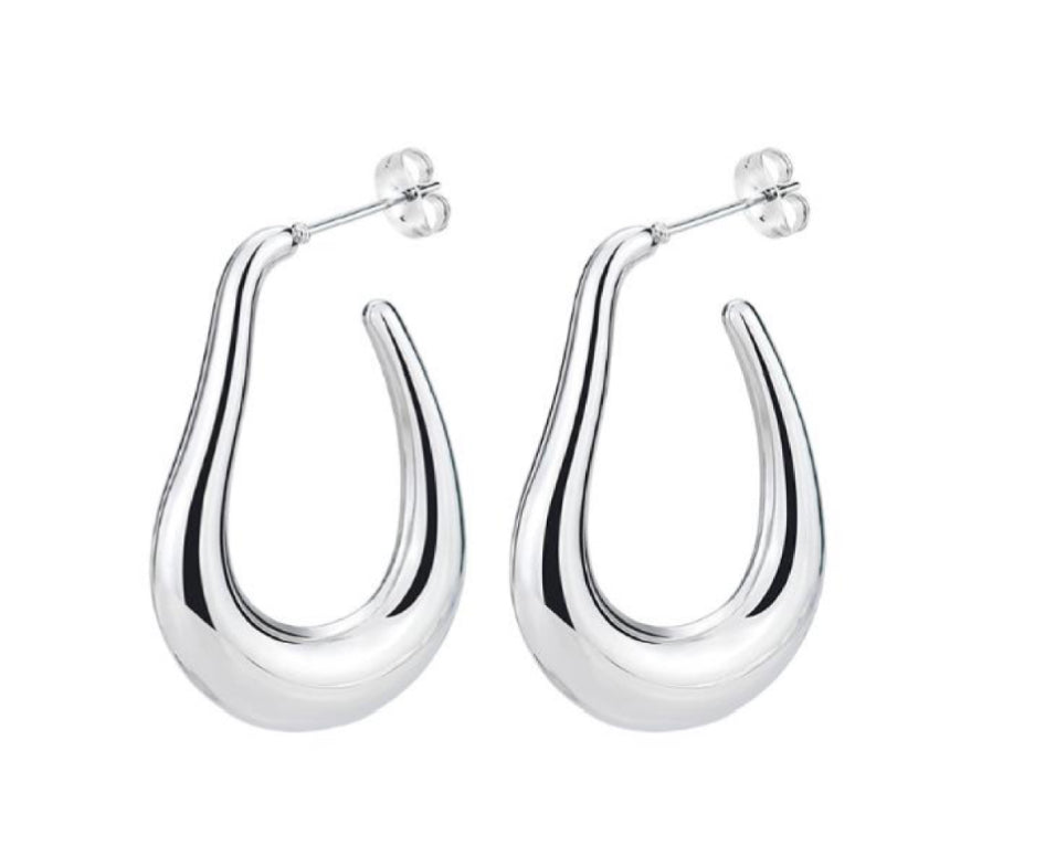 Silver Steel Hoop Earrings